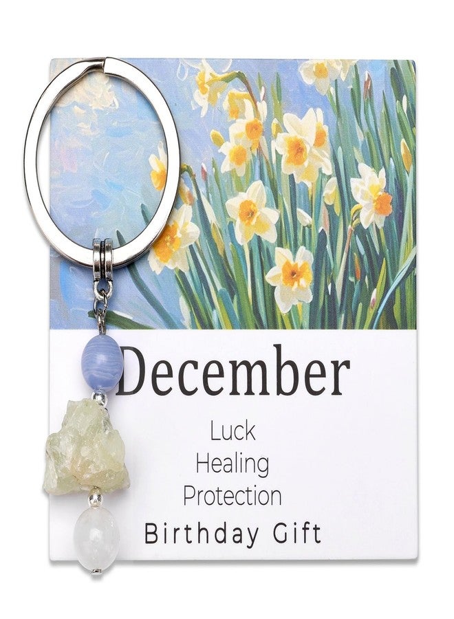 Raicegs December Birthstone Keychain for Women Cute Crystal Birth Flower Key Chain Natural Stone Unique December Birthday Gifts for Women December Birthstone Jewelry - Image 1